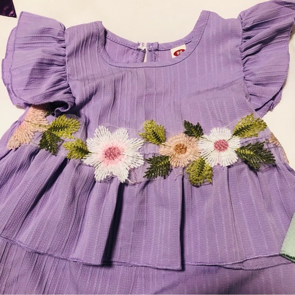 Baby Girl 12-18 m Floral Embroidered Two-Piece Sets Mint& Lavender Summer Shorts - Picture 3 of 12